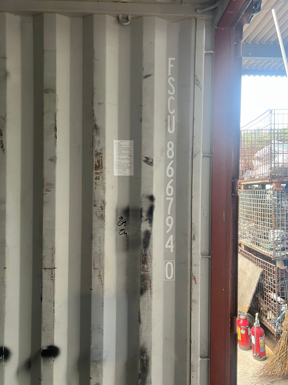 Container ID, FSCU 866794 0 verified at gate