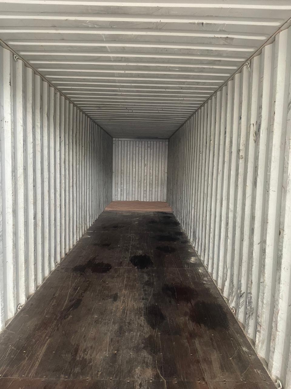 Empty 40ft High-Cube, floor swept and inspected