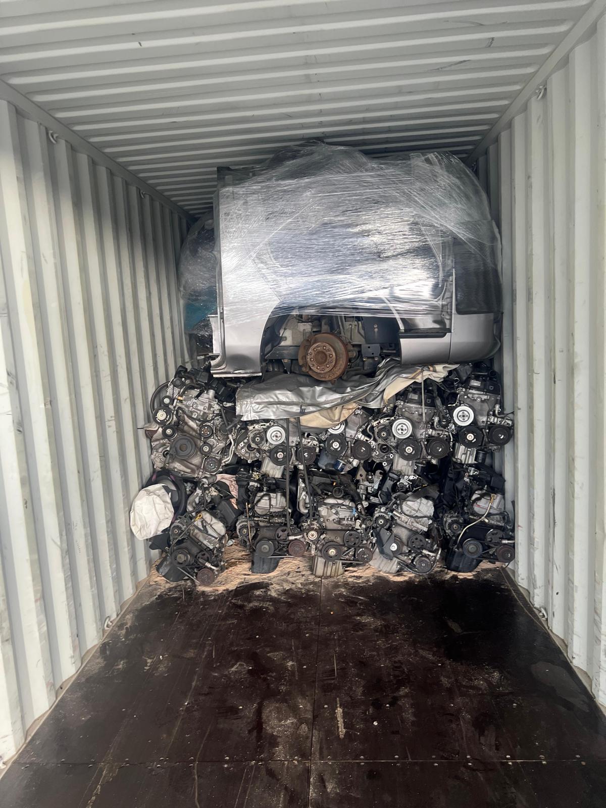 Engine wall with wrapped half-cut shell, door view