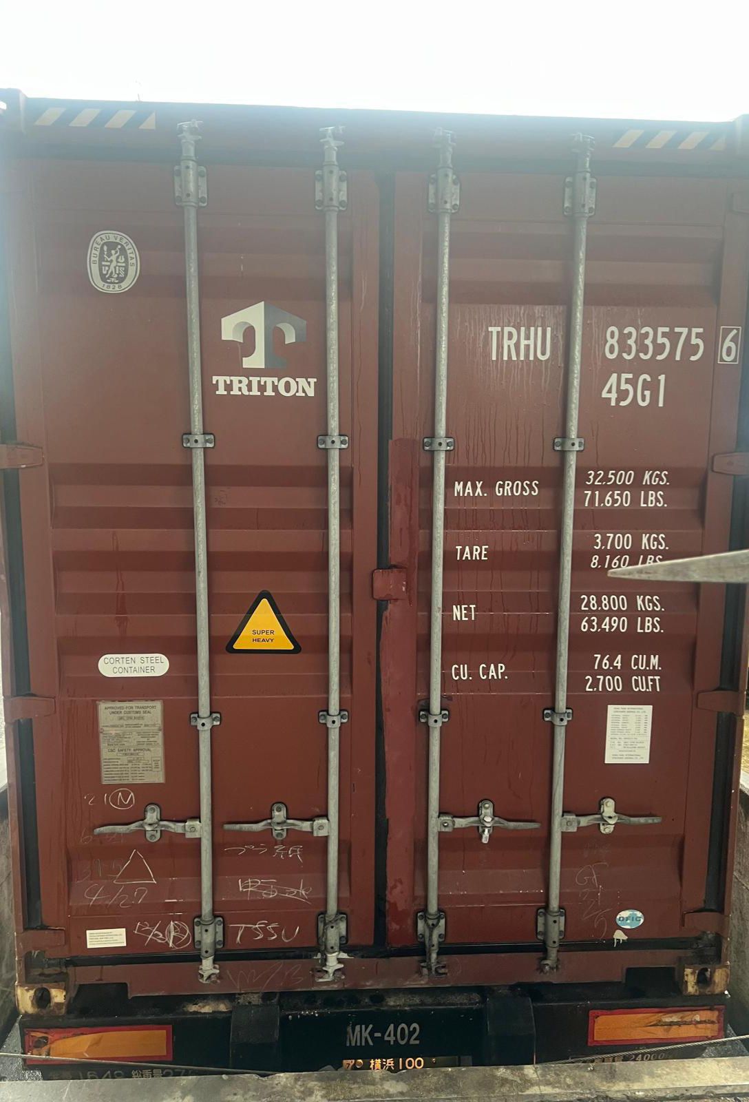 TRHU 833575 6 · 45G1, Triton, 32,500 kg max, 76.4 cu.m